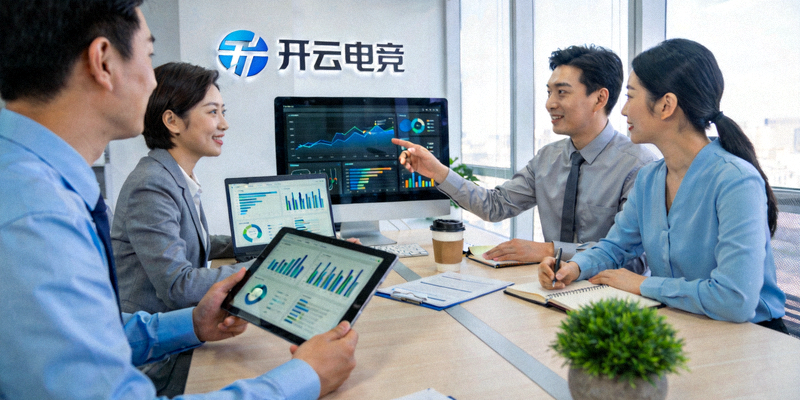 开云电竞团队工作环境 - 现代办公室内团队协作讨论数据分析